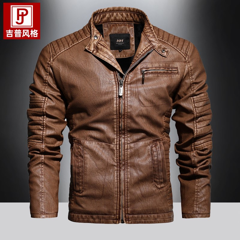 皮衣男秋冬季新款硬汉PU皮夹克宽松大码男士棒球服机车皮外套薄款