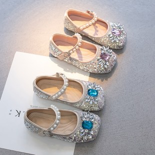 春秋款 子女宝演出单鞋 软底皮鞋 儿童配礼服鞋 水晶鞋 女童公主鞋
