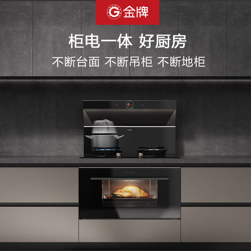 金牌厨柜厨房整体橱柜定制家用石英石台面灶台柜电一体做集成厨房