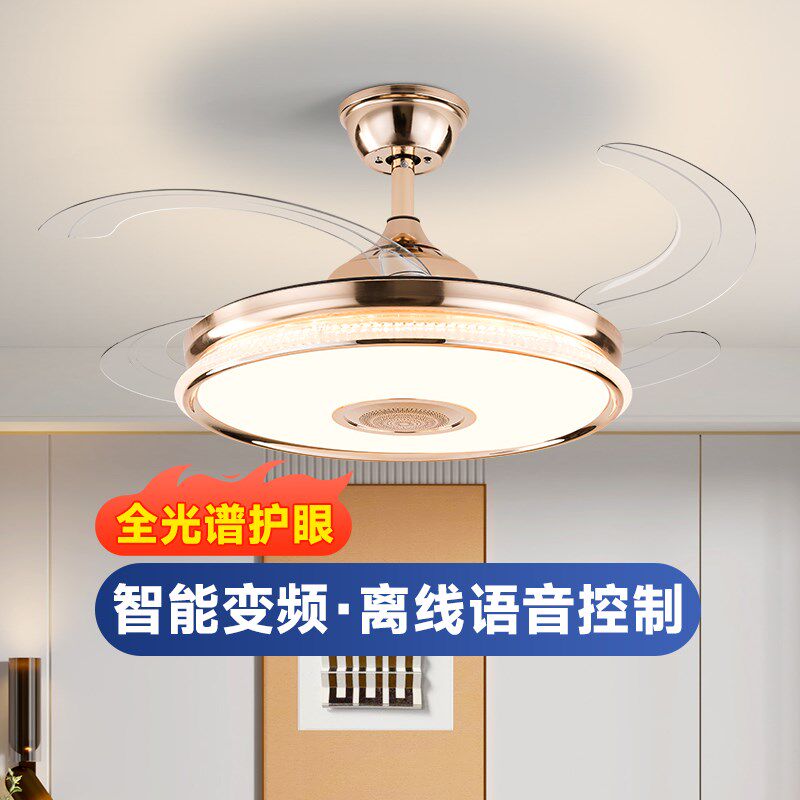 照明变频静音风扇灯led隐形吊扇灯客厅灯卧室餐厅蓝牙音箱电扇灯