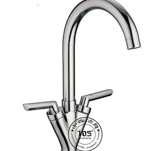 V型冷热水龙头 全铜双开关可旋转管水槽卫浴龙头 洗菜盆双把单孔