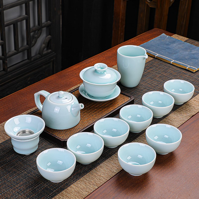 影青瓷茶具套装家k用办公室中式陶瓷功夫泡茶壶盖碗茶盏喝茶杯整