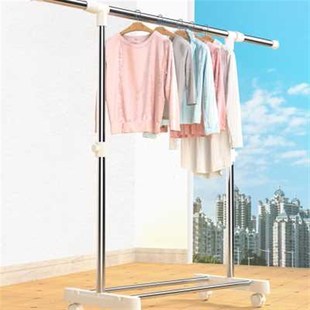 厂家不锈钢简易晾衣架落地单杆式 室内卧室挂衣架移动小型宿舍用晒