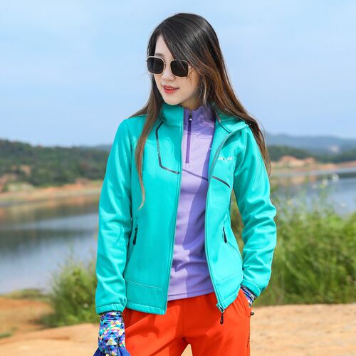 户外抓绒软壳衣j女上衣保暖防风冲锋衣女登山徒步休闲运动外套女