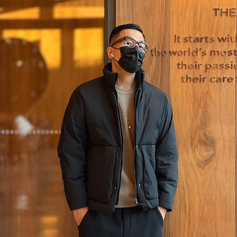 美式高级感简约百搭立领羽绒服男装冬季新款加厚商务休闲保暖外套