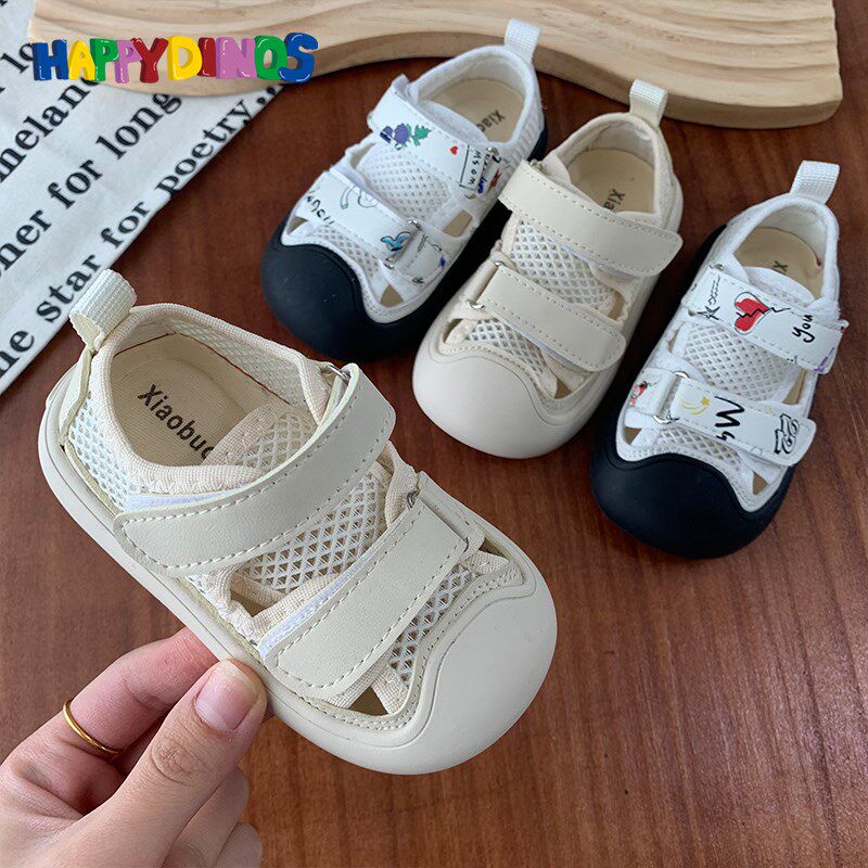 婴儿凉鞋男宝夏季包头防踢软底学步鞋一岁女小童网面鞋透气不掉跟