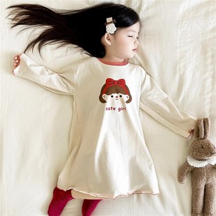 女童睡裙春秋季纯棉儿童睡衣公主风长袖宝宝a类小女孩家居服秋冬