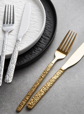 家用牛排刀叉西餐套装餐具304不锈钢法式高档吃牛排刀叉勺三件套