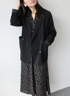 XINER 法式黑色复古V领高腰碎花连衣裙女显瘦收腰气质长裙