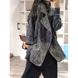 大码高级感西装领毛呢外套女冬季微胖mm小个子洋气宽松呢子大衣潮