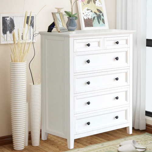 美式客厅浴室边柜侧柜立柜卫生间实橡木储物柜落地定制六七五斗柜