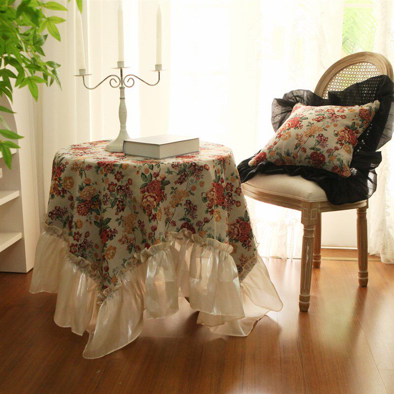 欧式美式田园加厚款提花棉麻桌布台布沙发巾电视餐桌盖布不透色
