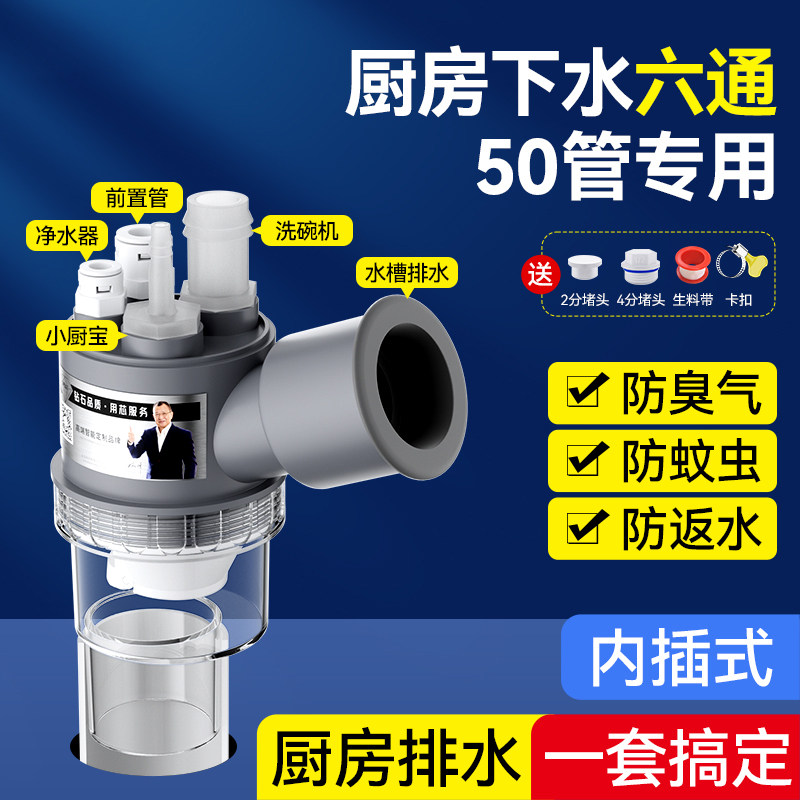 三通接头下水器配件下水管道洗衣机洗手盆分水器弹跳芯水槽地漏