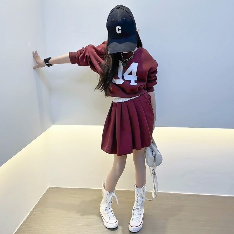 女童套装2025休闲卫衣春季儿童装初中学生时髦宽松上衣韩系两件套