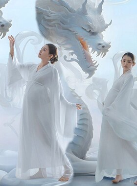 影楼新款龙年孕妈拍照服装影楼摄影DAI孕妇仙气白色写真艺术照服