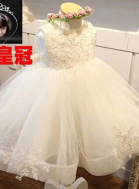 儿童夏装连衣裙韩版洋气女童背心蓬蓬白色公主裙小女孩演出裙子