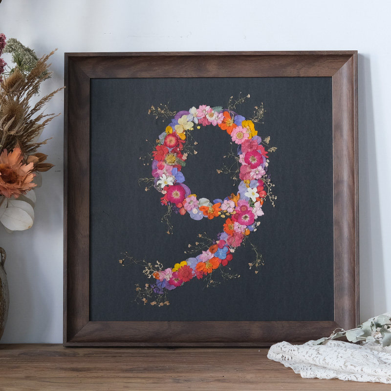 订制手工幸运数字周年结婚纪念礼物干G花相框押花装饰画压花送闺