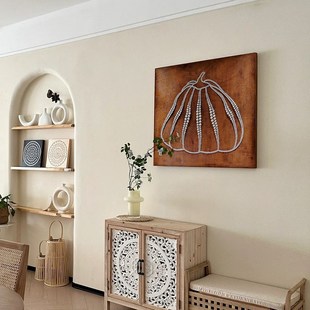 复古中古风c小众艺术餐桌装饰画摆件美拉德南瓜珍珠餐厅餐边柜挂