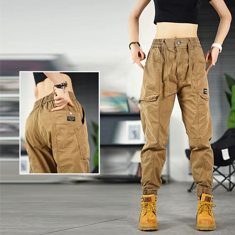 美式复古工装裤男士2025春夏新款潮牌宽松束脚运动休闲哈伦长裤子