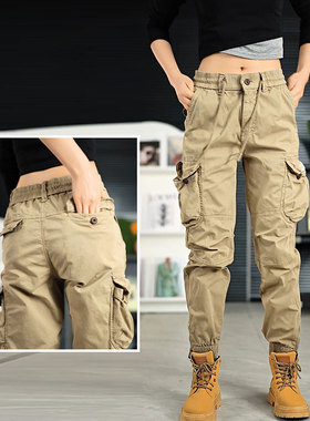 美式工装休闲裤男士潮牌多口袋痞帅束脚裤男装时尚夏季款运动长裤