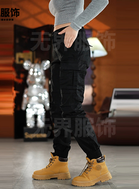 无界美式复古工装裤男2026新款男士休闲裤束脚裤弹力战术男款裤子