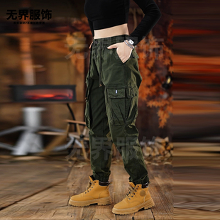高端美式复古秋冬男女款工装裤2025秋季新款百搭痞帅束脚休闲裤男
