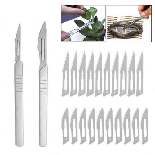 20pc Carbon Steel Scalpel Blades + 2pc Handle DIY Cutting PC