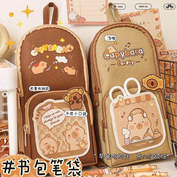 卡皮巴拉书包型笔袋学生颜值卡通可爱儿童笔盒文具袋大容量笔袋,文具电教/文化用品/商务用品,笔袋,淘宝优惠券,粉丝福利购,淘宝优惠卷