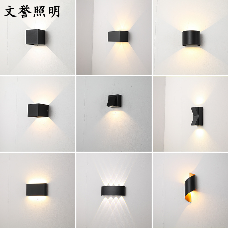 户外防水壁灯led外墙灯室外大门走廊洗墙灯双头发光铝材壁灯