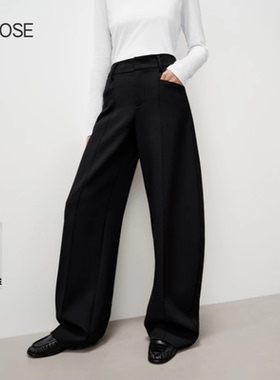 2025秋季新款艾诺丝时尚百搭高腰显瘦阔腿休闲裤子女304111