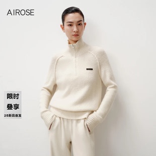 2025秋冬季新款艾诺丝时尚百搭半拉链翻领针织衫毛衣女上衣804153