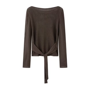 商场同款 针织罩衫 2026春装 收腰绑带镂空百搭长袖 女563111 新款 艾