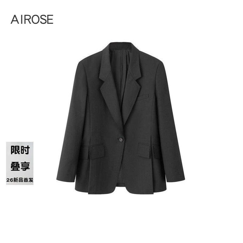 2026春季新款艾诺丝黑色经典百搭宽松单排扣通勤西装外套女131145,女装/女士精品,西装,淘宝优惠券,粉丝福利购,淘宝优惠卷
