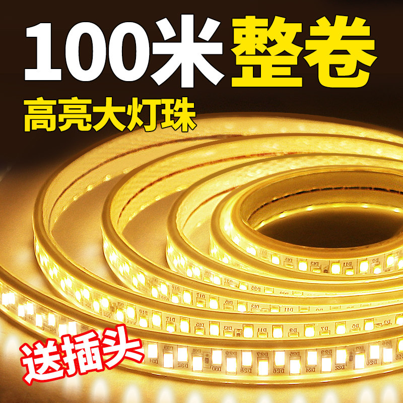 led灯带户外防水220v客厅外墙专用工程室外暖白光超亮高压带灯条