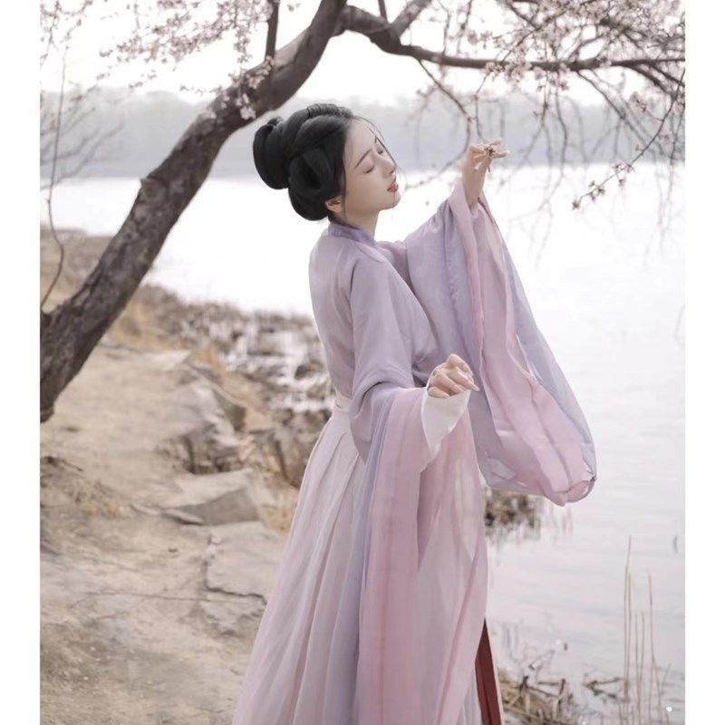 魏晋制南北朝汉服大袖襦紫粉叠穿广袖流仙裙齐腰襦裙古装夏季女款
