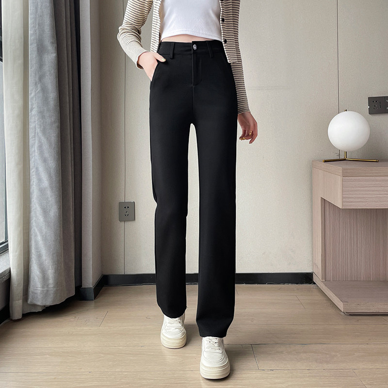 夏季薄款小直筒裤女2024新款高腰显瘦弹力冰丝窄版西装裤职业裤子