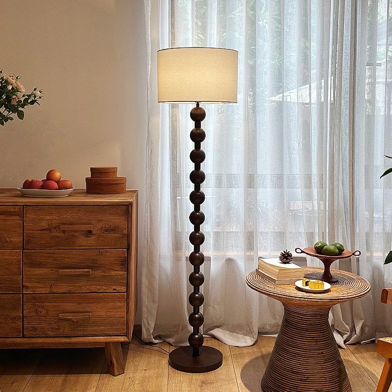 中古风实木落地灯客厅沙发旁氛围灯卧室高级感立式台灯装饰灯复古