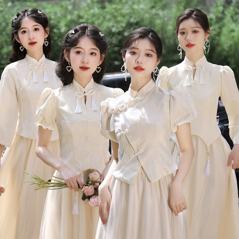 中式伴娘服女2024新款夏季姐妹团成人礼礼服高级感平时可穿伴娘裙