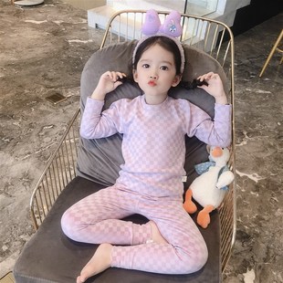 无骨秋衣秋裤韩版套装女童双层德绒线衣线裤男童加厚保暖衬衣衬裤