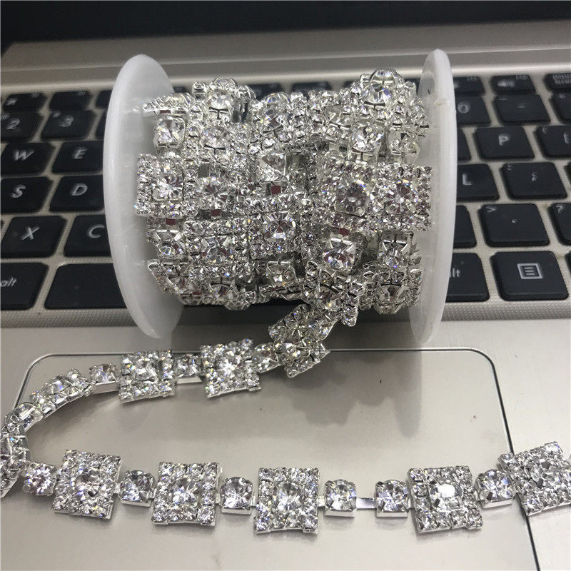 热卖新款diy花式多排爪水钻链条手缝婚纱礼服鞋帽发饰配件材料包