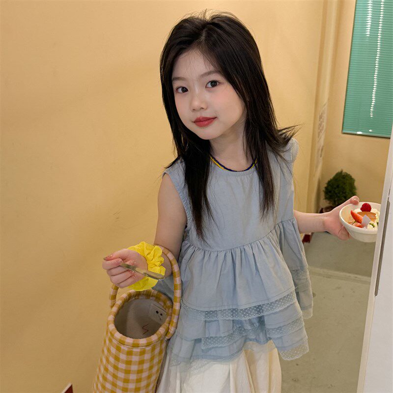 女童背心裙夏装2025新款儿童夏款娃娃衫中小童夏天无袖洋气时髦潮
