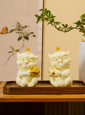 创意新中式招财瑞兽貔貅摆件一对家居客厅玄关桌面装饰陶瓷工艺品