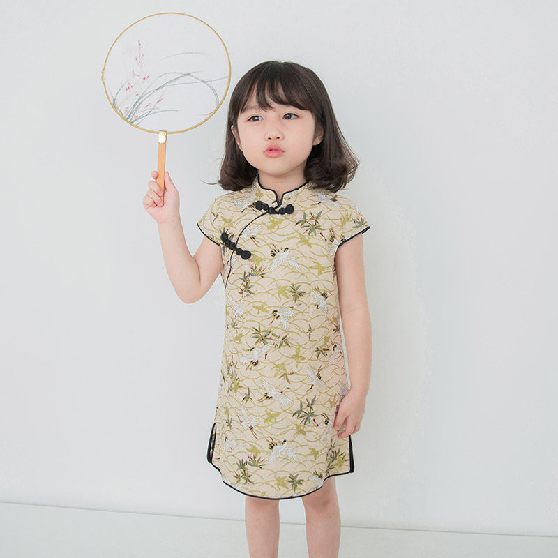 慢生活儿童旗袍夏季女童母女装纯棉小童宝宝唐装中国风亲子连衣裙