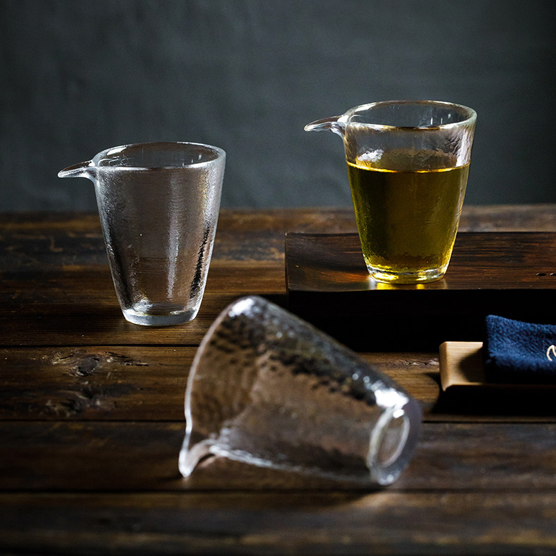 加厚耐热锤目纹玻璃公道杯茶海大号透明分茶器匀杯茶漏杯功夫茶具
