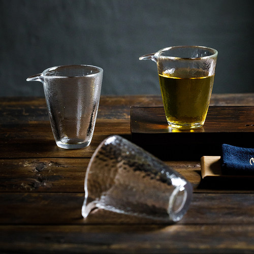 加厚耐热锤目纹玻璃公道杯茶海大号透明分茶器匀杯茶漏杯功夫茶具