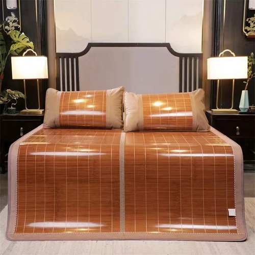 夏季可折叠凉席双面正反两用冰丝竹席家用宿舍单双人碳化草床席子