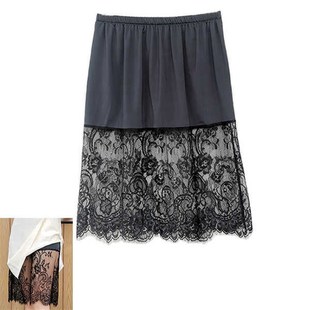 旗袍专用夏季蕾丝衬裙内搭防走光衬裙冰丝打底裙蕾丝花边叠穿下摆