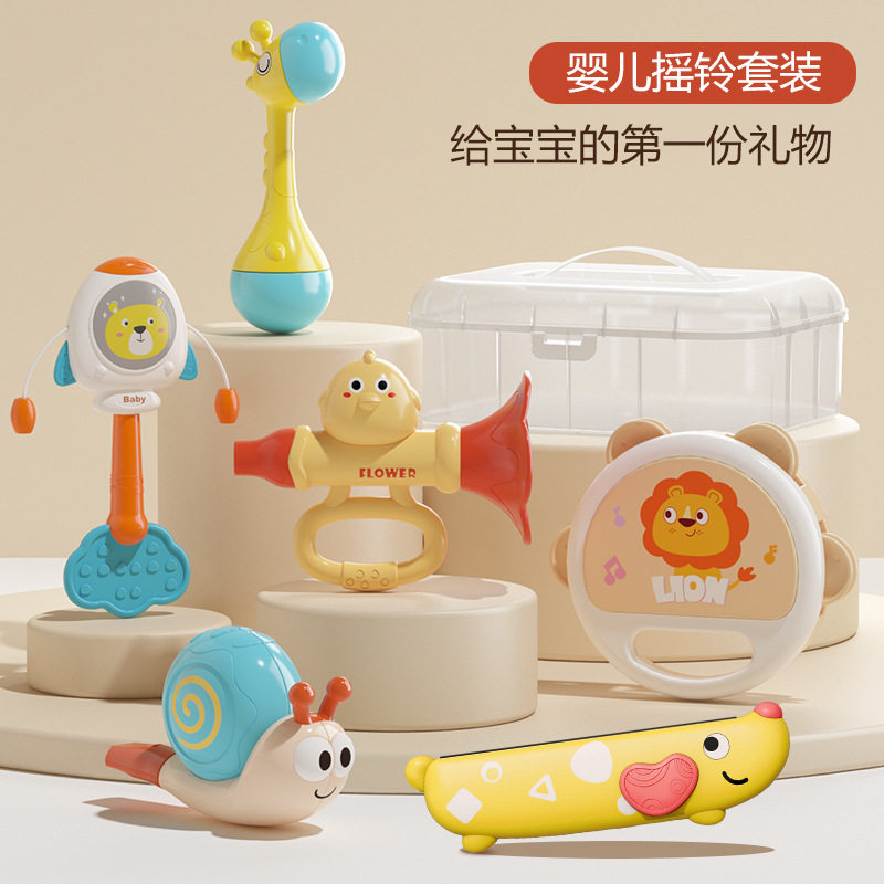 手抓球拨浪鼓可吹乐器牙胶玩具