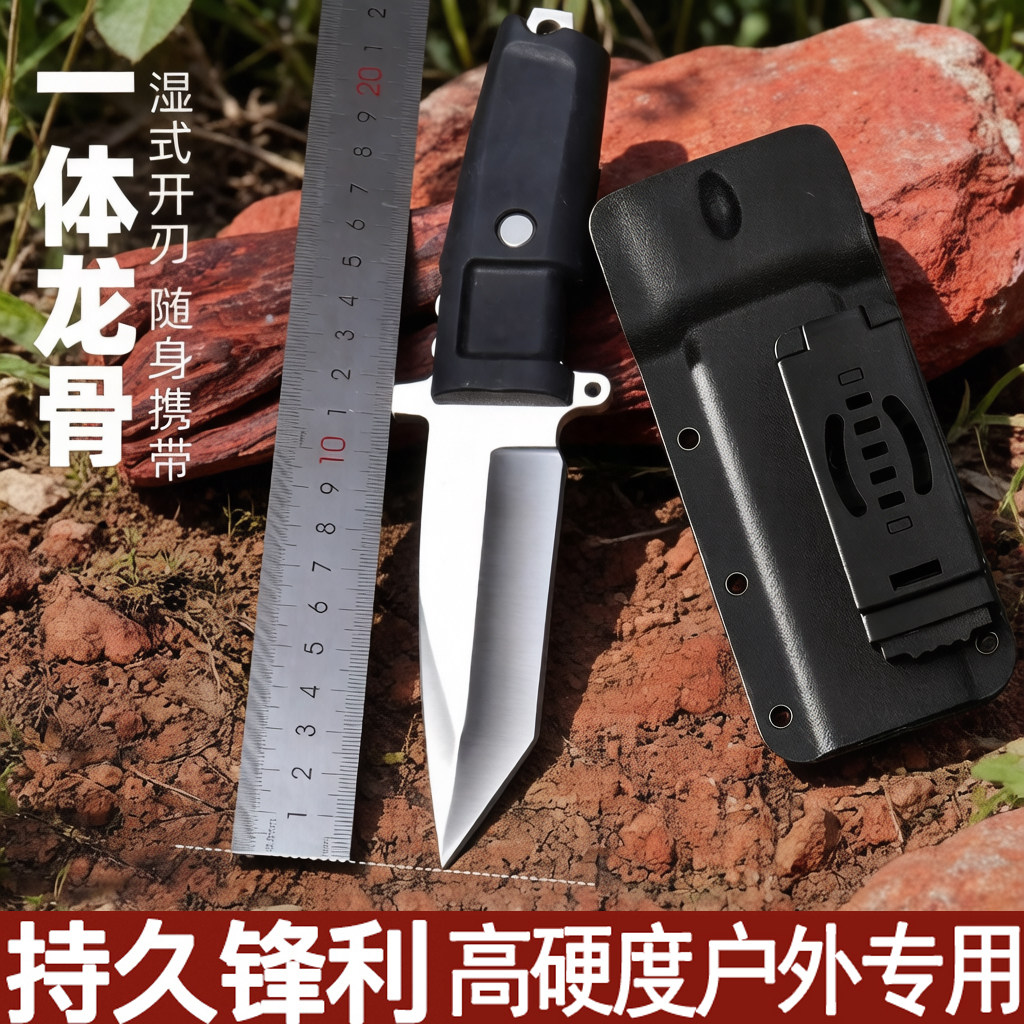 水果刀户外野营刀具高硬度一体钢锋利直刀便携多功能登山配刀鞘刀