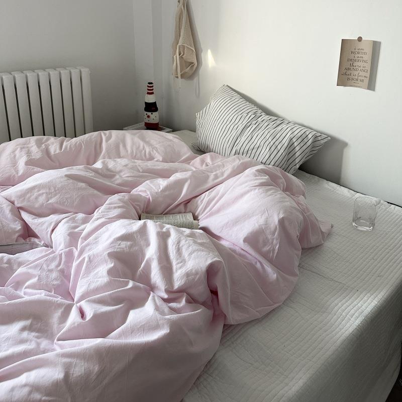 全棉水洗棉粉色纯棉单件被罩双人200x230单独被套单件150x200单人